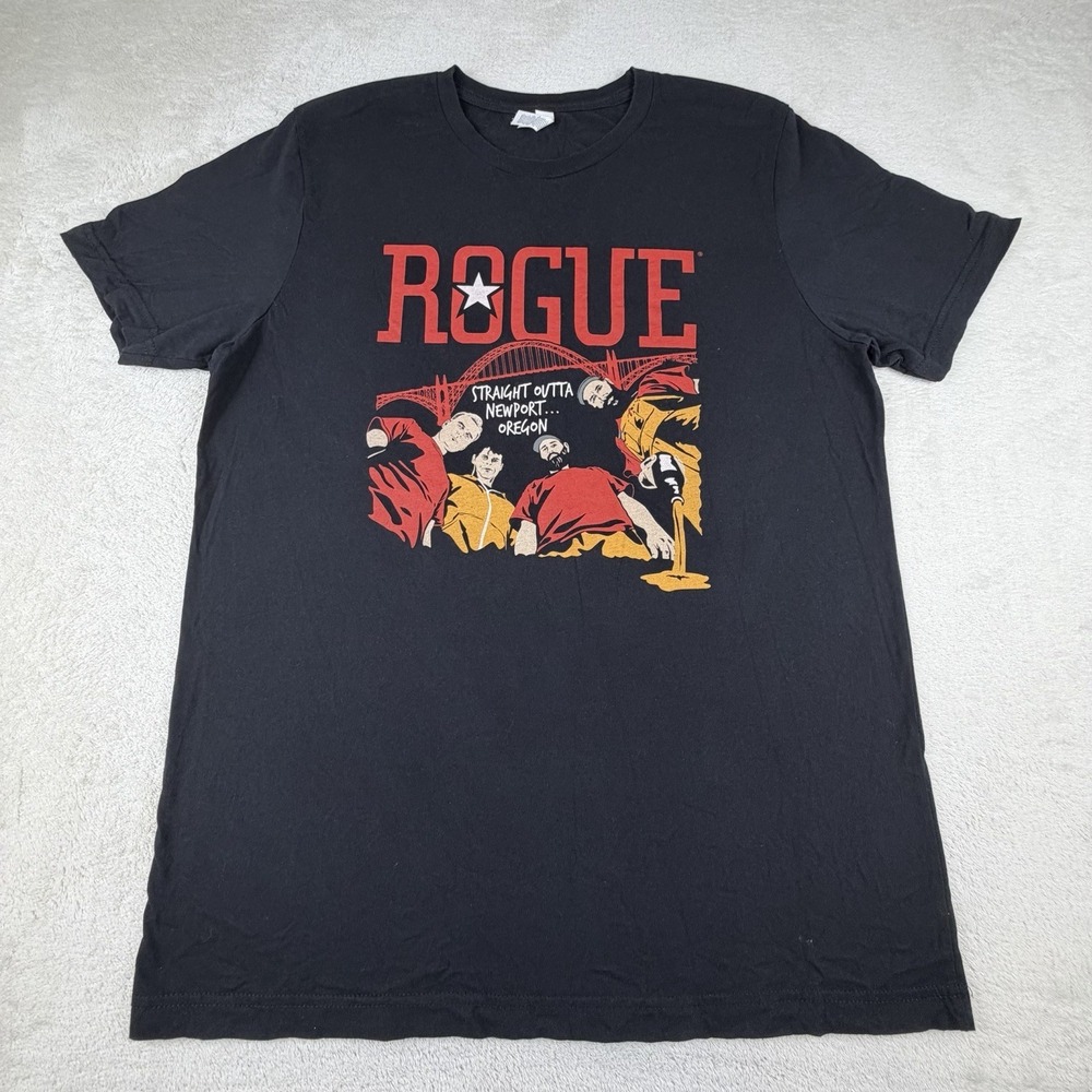 Rogue Fitness Tee L Black Graphic "Straight‎ Out Of Newport Oregon" Bella Canvas